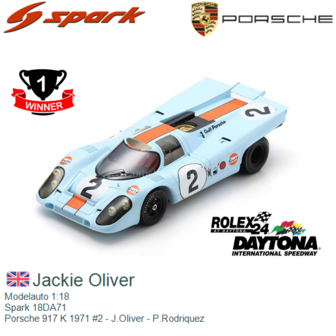 Modelauto 1:18 | Spark 18DA71 | Porsche 917 K 1971 #2 - J.Oliver - P.Rodriquez