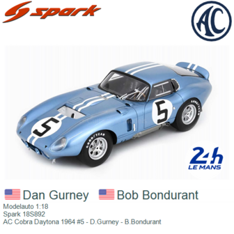 Modelauto 1:18 | Spark 18S892 | AC Cobra Daytona 1964 #5 - D.Gurney - B.Bondurant