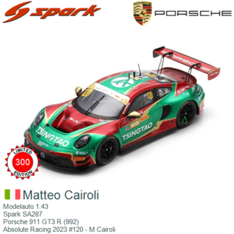 Modelauto 1:43 | Spark SA287 | Porsche 911 GT3 R (992) | Absolute Racing 2023 #120 - M.Cairoli