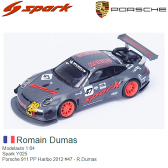 Modelauto 1:64 | Spark Y025 | Porsche 911 PP Haribo 2012 #47 - R.Dumas