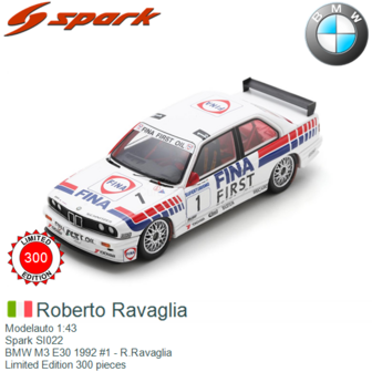 Modelauto 1:43 | Spark SI022 | BMW M3 E30 1992 #1 - R.Ravaglia