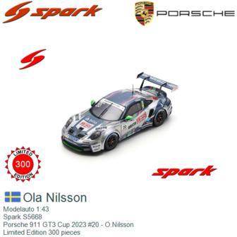 Modelauto 1:43 | Spark S5668 | Porsche 911 GT3 Cup 2023 #20 - O.Nilsson