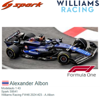 Modelauto 1:43 | Spark S9541 | Williams Racing FW46 2024 #23 - A.Albon