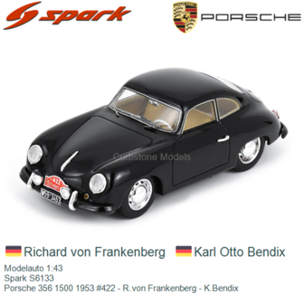 Modelauto 1:43 | Spark S6133 | Porsche 356 1500 1953 #422 - R.von Frankenberg - K.Bendix