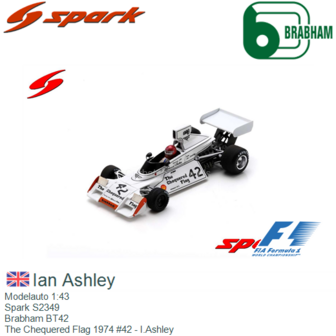 Modelauto 1:43 | Spark S2349 | Brabham BT42 | The Chequered Flag 1974 #42 - I.Ashley