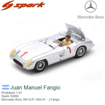 Modelauto 1:43 | Spark S5858 | Mercedes Benz 300 SLR 1955 #1 - J.Fangio