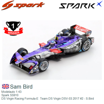 Modelauto 1:43 | Spark S5910 | DS Virgin Racing Formula-E  Team DS Virgin DSV-03 2017 #2 - S.Bird