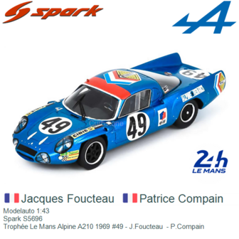 Modelauto 1:43 | Spark S5696 | Troph&eacute;e Le Mans Alpine A210 1969 #49 - J.Foucteau  - P.Compain 