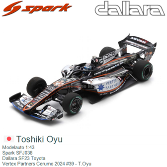 Modelauto 1:43 | Spark SFJ038 | Dallara SF23 Toyota | Vertex Partners Cerumo 2024 #39 - T.Oyu 