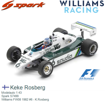 Modelauto 1:43 | Spark S7499 | Williams FW08 1982 #6 - K.Rosberg