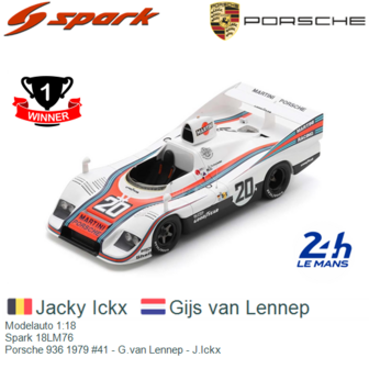 Modelauto 1:18 | Spark 18LM76 | Porsche 936 1979 #41 - G.van Lennep - J.Ickx