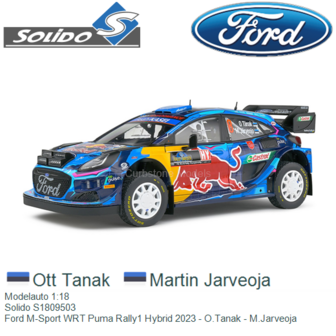 Modelauto 1:18 | Solido S1809503 | Ford M-Sport WRT Puma Rally1 Hybrid 2023 - O.Tanak - M.Jarveoja