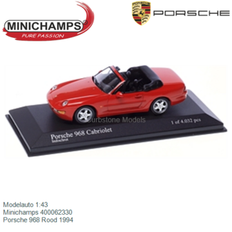 Modelauto 1:43 | Minichamps 400062330 | Porsche 968 Rood 1994