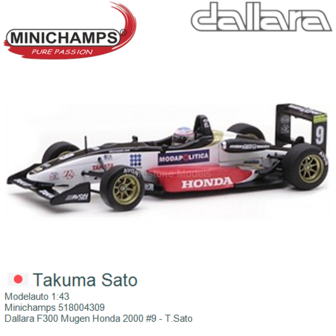 Modelauto 1:43 | Minichamps 518004309 | Dallara F300 Mugen Honda 2000 #9 - T.Sato