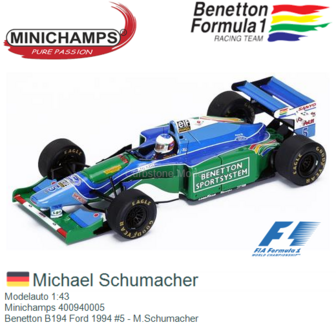 Modelauto 1:43 | Minichamps 400940005 | Benetton B194 Ford 1994 #5 - M.Schumacher