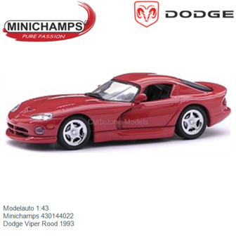 Modelauto 1:43 | Minichamps 430144022 | Dodge Viper Rood 1993