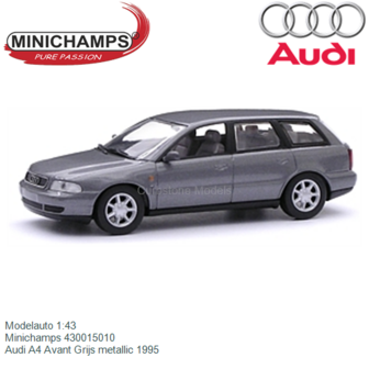 Modelauto 1:43 | Minichamps 430015010 | Audi A4 Avant Grijs metallic 1995