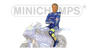 Motorfiets 1:12 | Minichamps 312049046 | Motorrijder Figuur Zittend op de motor zonder helm | Gauloises Fortuna Racing 2004 #46