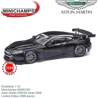 Modelauto 1:43 | Minichamps 400061301 | Aston Martin DBRS9 Zwart 2006