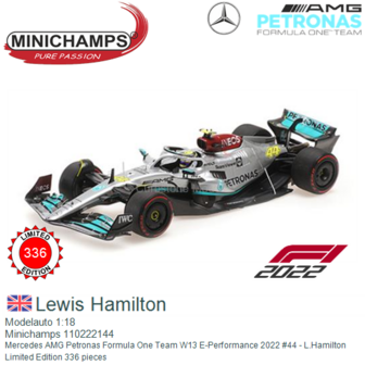 Modelauto 1:18 | Minichamps 110222144 | Mercedes AMG Petronas Formula One Team W13 E-Performance 2022 #44 - L.Hamilton