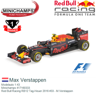 Modelauto 1:43 | Minichamps 417160333 | Red Bull Racing RB12 Tag-Heuer 2016 #33 - M.Verstappen