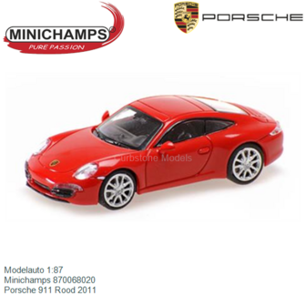 Modelauto 1:87 | Minichamps 870068020 | Porsche 911 Rood 2011