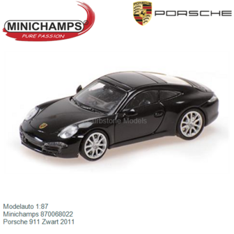 Modelauto 1:87 | Minichamps 870068022 | Porsche 911 Zwart 2011