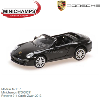 Modelauto 1:87 | Minichamps 870068031 | Porsche 911 Cabrio Zwart 2013