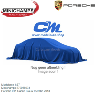 Modelauto 1:87 | Minichamps 870068034 | Porsche 911 Cabrio Blauw metallic 2013