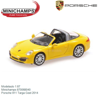 Modelauto 1:87 | Minichamps 870068040 | Porsche 911 Targa Geel 2014