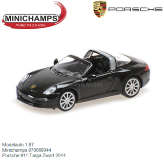 Modelauto 1:87 | Minichamps 870068044 | Porsche 911 Targa Zwart 2014