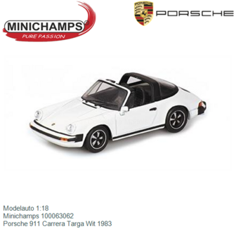 Modelauto 1:18 | Minichamps 100063062 | Porsche 911 Carrera Targa Wit 1983