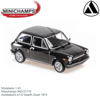 Modelauto 1:43 | Minichamps 940121170 | Autobianchi A112 Abarth Zwart 1974