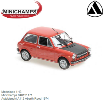 Modelauto 1:43 | Minichamps 940121171 | Autobianchi A112 Abarth Rood 1974