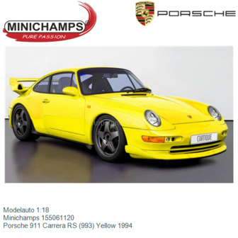 Modelauto 1:18 | Minichamps 155061120 | Porsche 911 Carrera RS (993) Yellow 1994