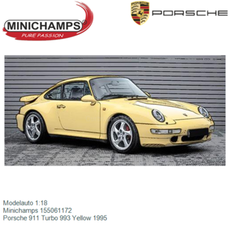 Modelauto 1:18 | Minichamps 155061172 | Porsche 911 Turbo 993 Yellow 1995