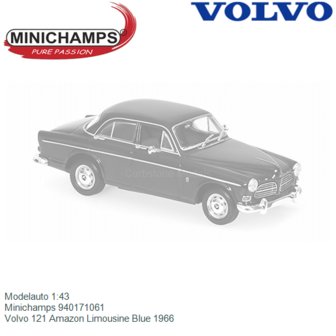 Modelauto 1:43 | Minichamps 940171061 | Volvo 121 Amazon Limousine Blue 1966