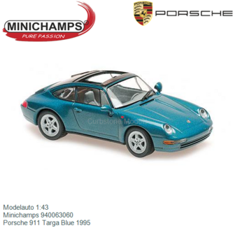 Modelauto 1:43 | Minichamps 940063060 | Porsche 911 Targa Blue 1995