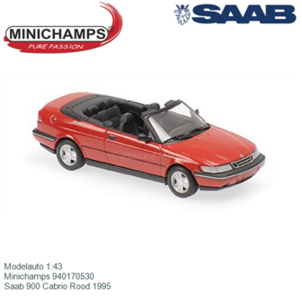 Modelauto 1:43 | Minichamps 940170530 | Saab 900 Cabrio Rood 1995