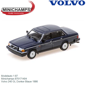 Modelauto 1:87 | Minichamps 870171404 | Volvo 240 GL Donker Blauw 1986