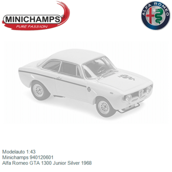 Modelauto 1:43 | Minichamps 940120601 | Alfa Romeo GTA 1300 Junior Silver 1968