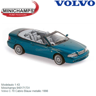 Modelauto 1:43 | Minichamps 940171731 | Volvo C 70 Cabrio Blauw metallic 1998