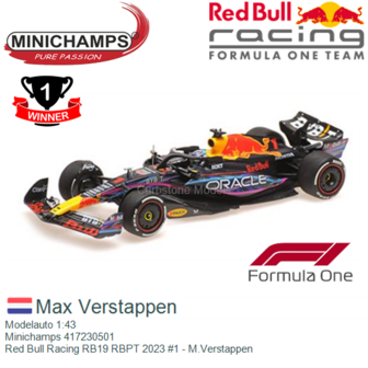 Modelauto 1:43 | Minichamps 417230501 | Red Bull Racing RB19 RBPT 2023 #1 - M.Verstappen