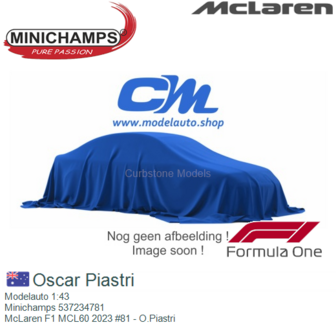 Modelauto 1:43 | Minichamps 537234781 | McLaren F1 MCL60 2023 #81 - O.Piastri