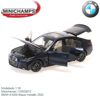 Modelauto 1:18 | Minichamps 110023012 | BMW i4 M50 Blauw metallic 2022