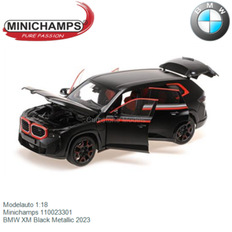 Modelauto 1:18 | Minichamps 110023301 | BMW XM Black Metallic 2023