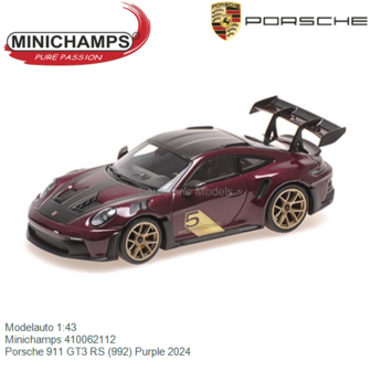 Modelauto 1:43 | Minichamps 410062112 | Porsche 911 GT3 RS (992) Purple 2024