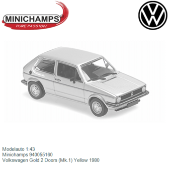 Modelauto 1:43 | Minichamps 940055160 | Volkswagen Gold 2 Doors (Mk.1) Yellow 1980