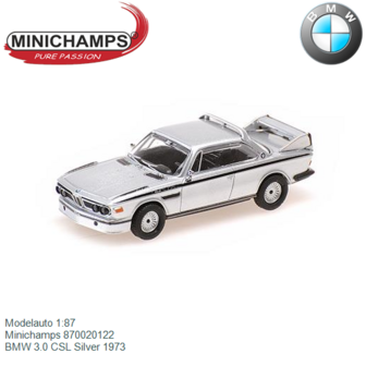 Modelauto 1:87 | Minichamps 870020122 | BMW 3.0 CSL Silver 1973