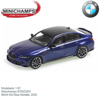 Modelauto 1:87 | Minichamps 870023201 | BMW M3 Blue Metallic 2020